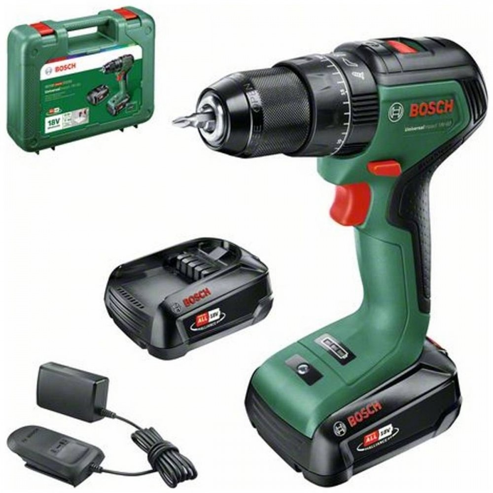 Bosch Universal Impact 18V-60 Accuklopboorschroevendraaier - Met 2x 18 V Li-Ion accu 2A en 1-uurslader