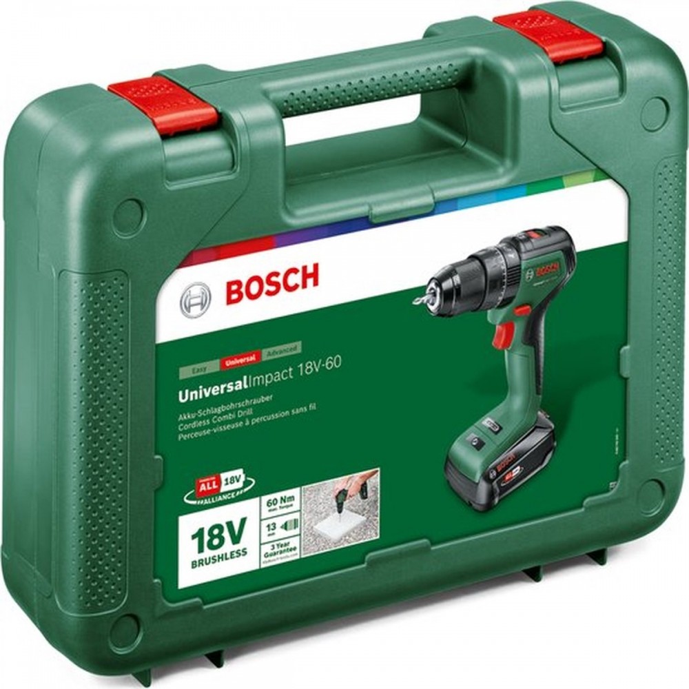 Bosch Universal Impact 18V-60 Accuklopboorschroevendraaier - Met 1x 18 V Li-Ion accu 2A en 1-uurslader