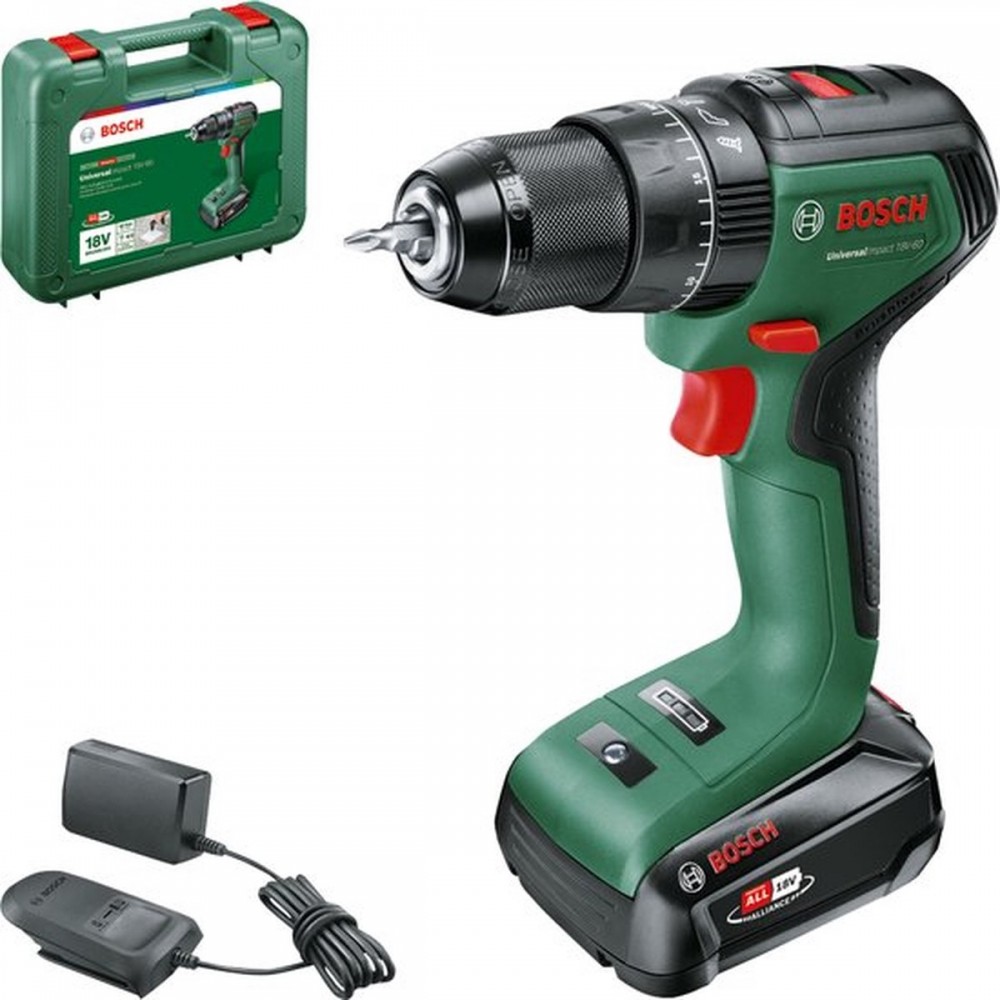 Bosch Universal Impact 18V-60 Accuklopboorschroevendraaier - Met 1x 18 V Li-Ion accu 2A en 1-uurslader