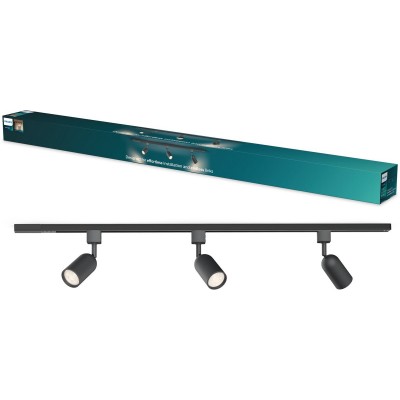 Philips EasyLink Shea Starterkit - 3 Spots op 1 meter rail - GU10 fitting - Maximaal wattage: 7W - Zwart - 3-pack - Railverlichting