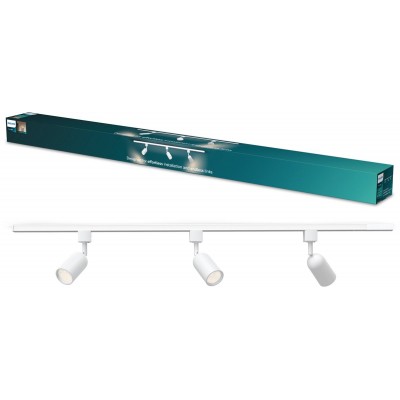 Philips EasyLink Shea Starterkit - 3 Spots op 1 meter rail - GU10 fitting - Maximaal wattage: 7W - Wit - 3-pack - Railverlichting