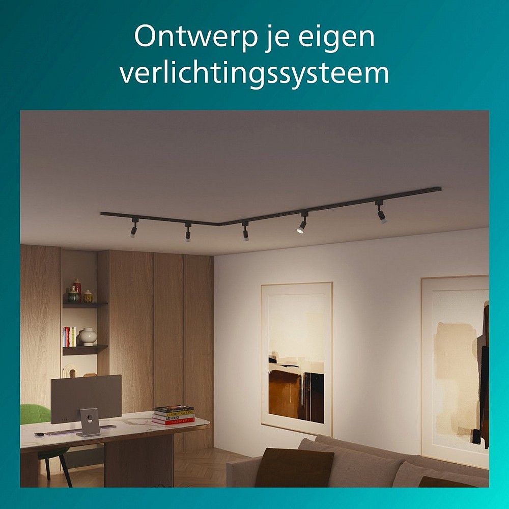 Philips EasyLink Tobia - Spot - GU10 fitting - Maximaal wattage: 7W - Zwart - 3-pack - Railverlichting