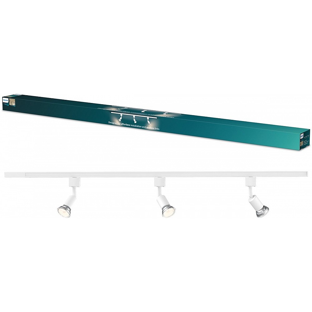 Philips EasyLink Tobia - Spot - GU10 fitting - Maximaal wattage: 7W - Wit - 3-pack - Railverlichting
