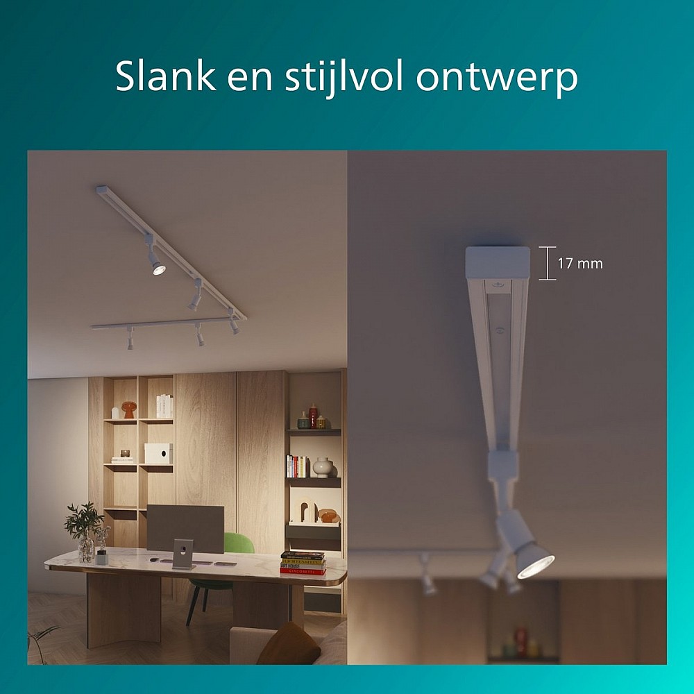 Philips EasyLink Tobia - Spot - GU10 fitting - Maximaal wattage: 7W - Wit - 3-pack - Railverlichting