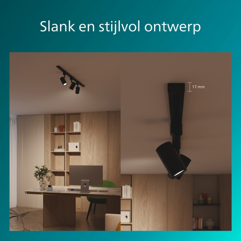 Philips EasyLink Zilo - Spot - GU10 fitting - Maximaal wattage: 7W - Zwart - 3-pack - Railverlichting