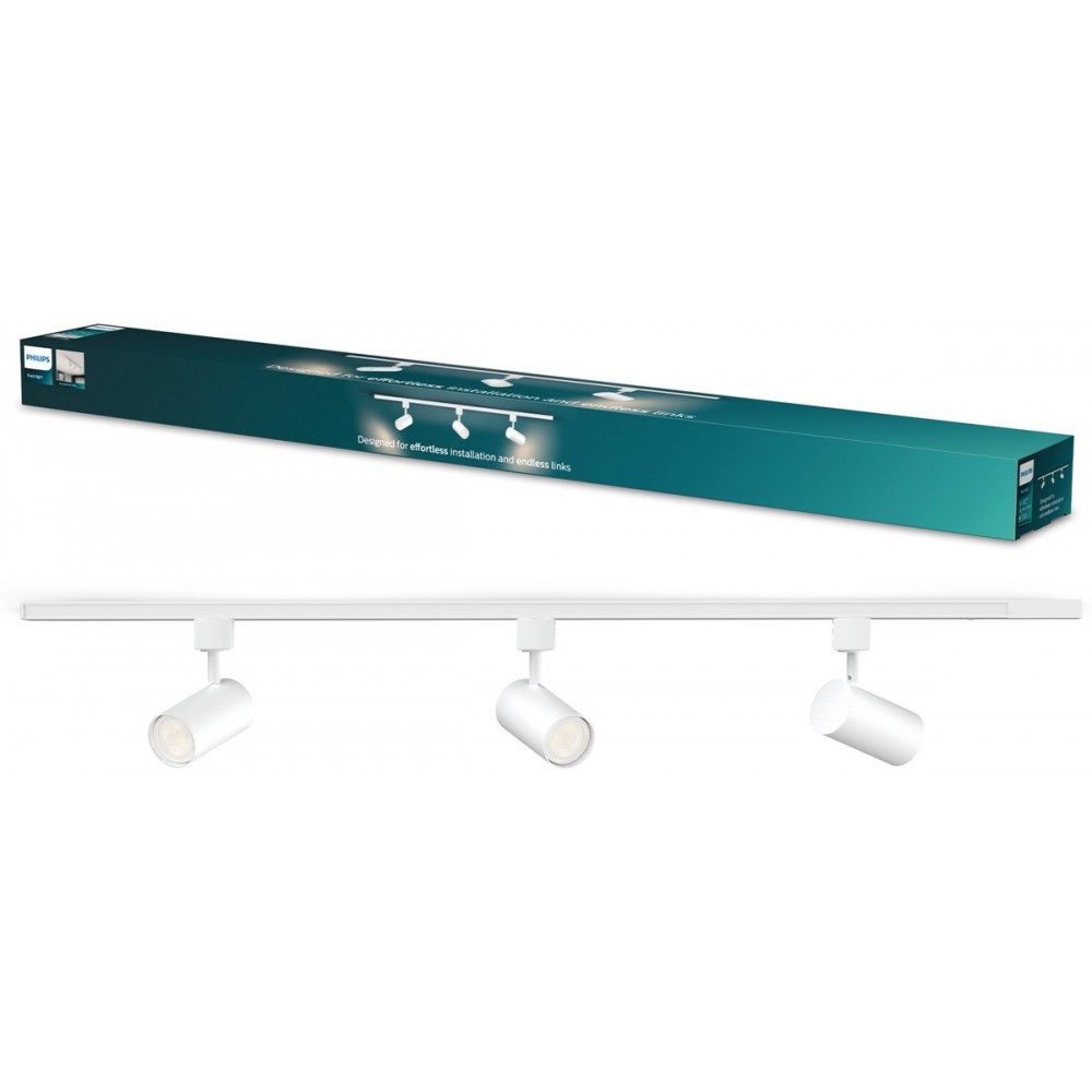 Philips EasyLink Zilo - Spot - GU10 fitting - Maximaal wattage: 7W - Wit - 3-pack - Railverlichting