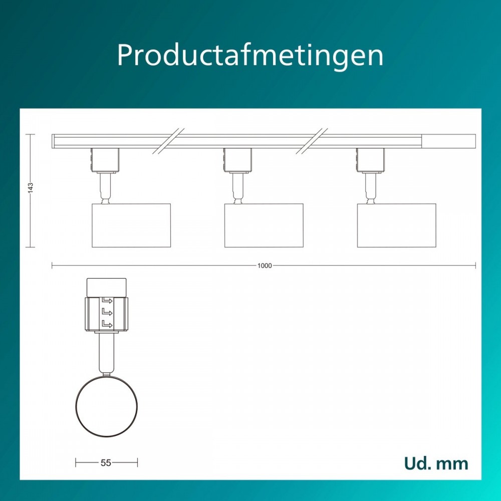 Philips EasyLink Zilo - Spot - GU10 fitting - Maximaal wattage: 7W - Wit - 3-pack - Railverlichting