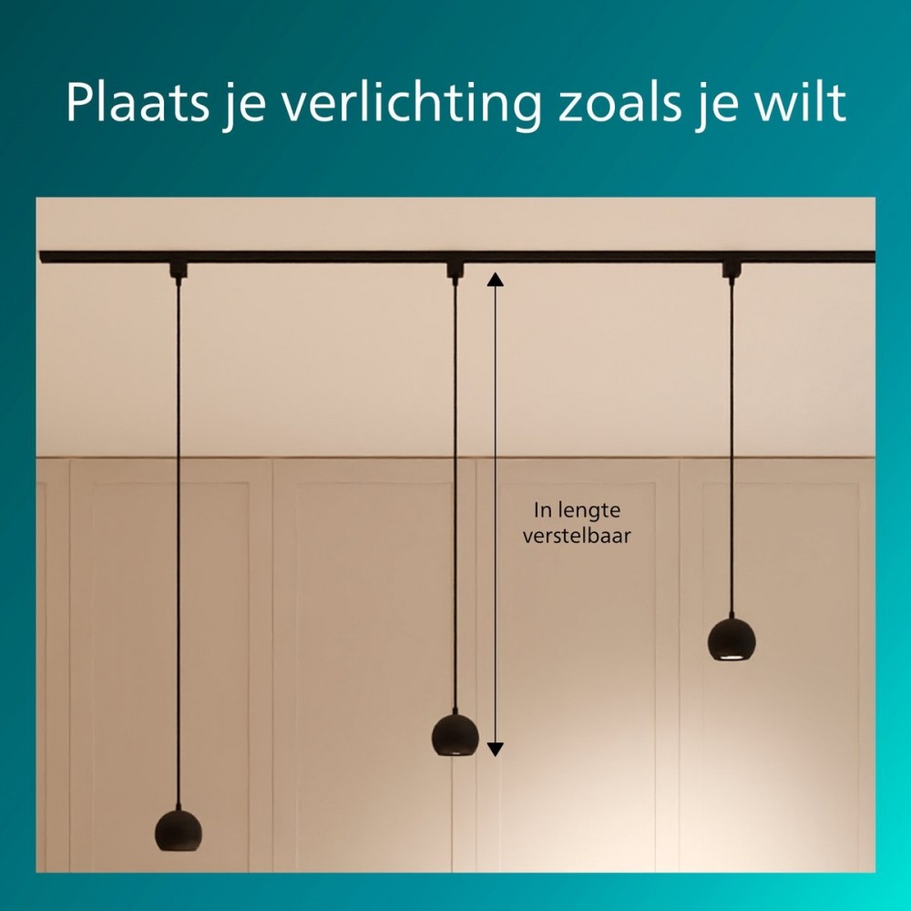 Philips EasyLink Colby - Hanglamp - GU10 fitting - Maximaal wattage: 7W - Zwart - Railverlichting
