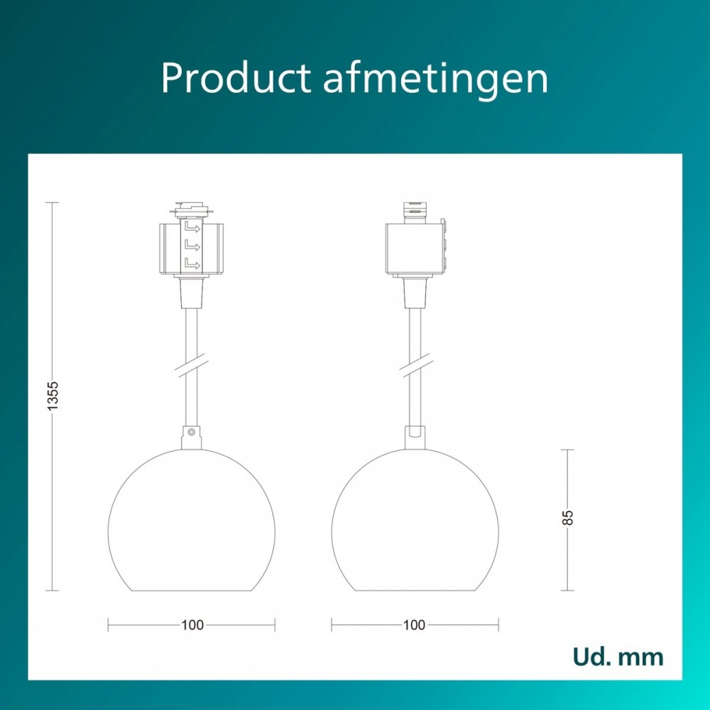 Philips EasyLink Colby - Hanglamp - GU10 fitting - Maximaal wattage: 7W - Wit - Railverlichting