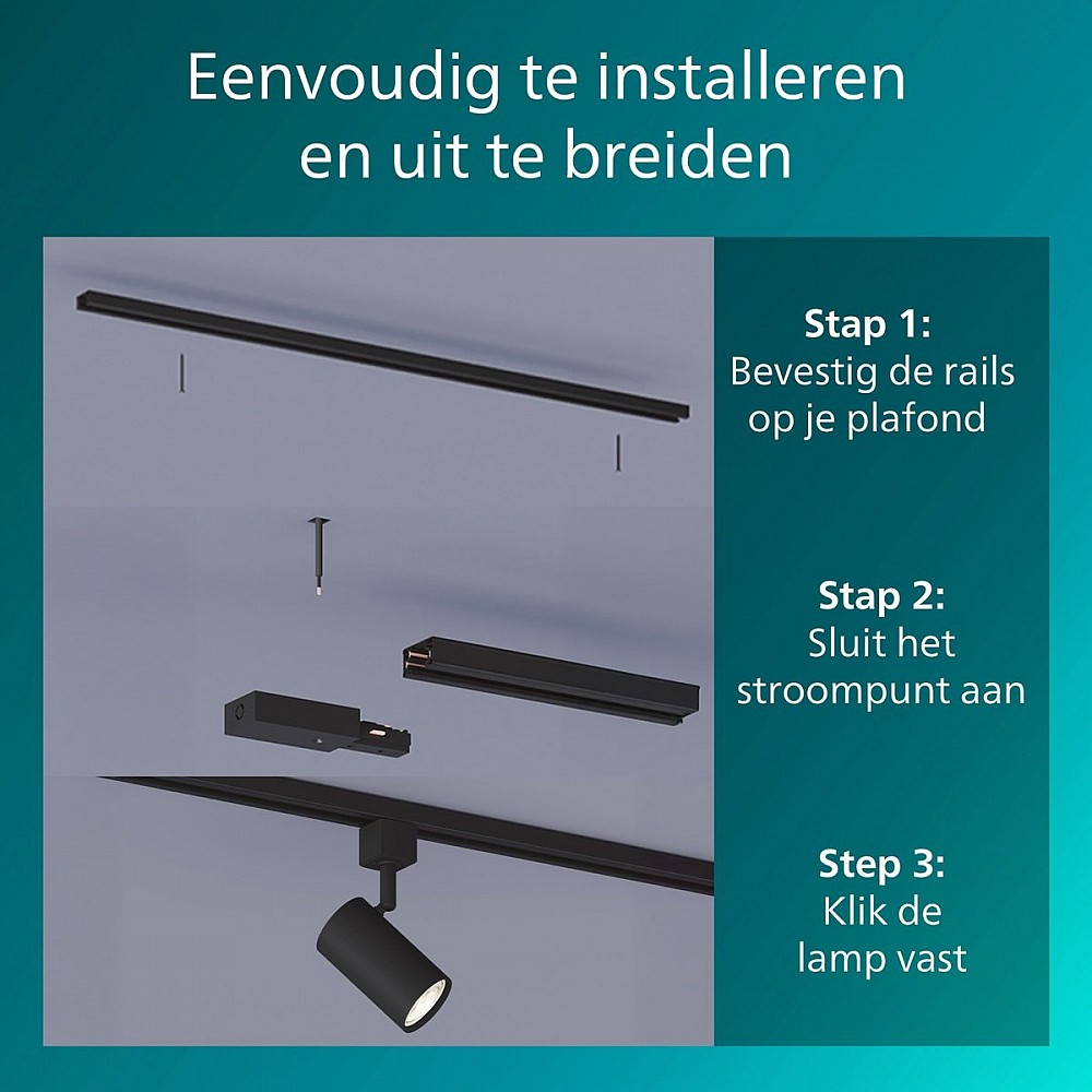 Philips EasyLink - Dubbelzijdige stroomaansluiting - Zwart - Railverlichting