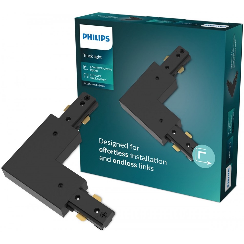 Philips EasyLink - Connector - L-vormige connector - Linkse hoek - Zwart - Railverlichting