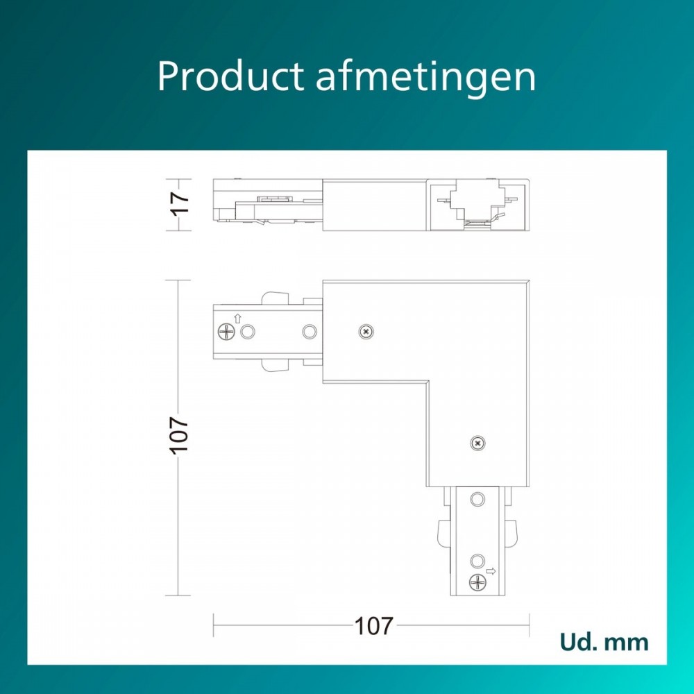 Philips EasyLink - Connector - L-vormige connector - Linkse hoek - Wit - Railverlichting