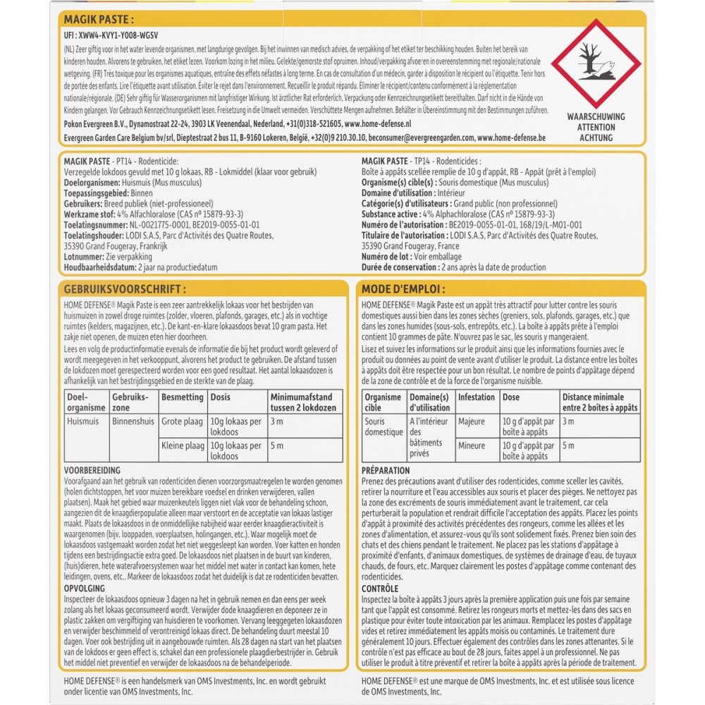 Home Defense - Muizenlokdoos met pasta - 2 stuks