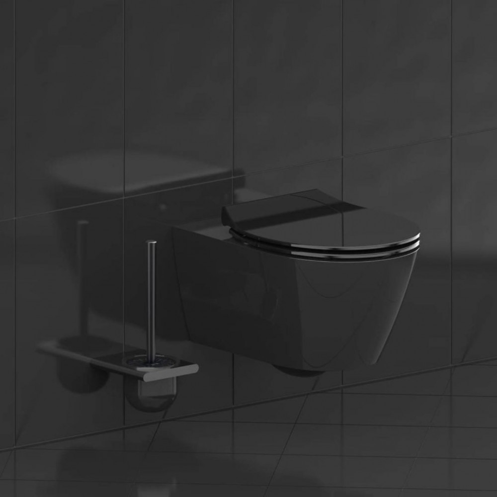 SCHÜTTE SLIM BLACK duroplast toiletzitting wc bril met soft-close zwart