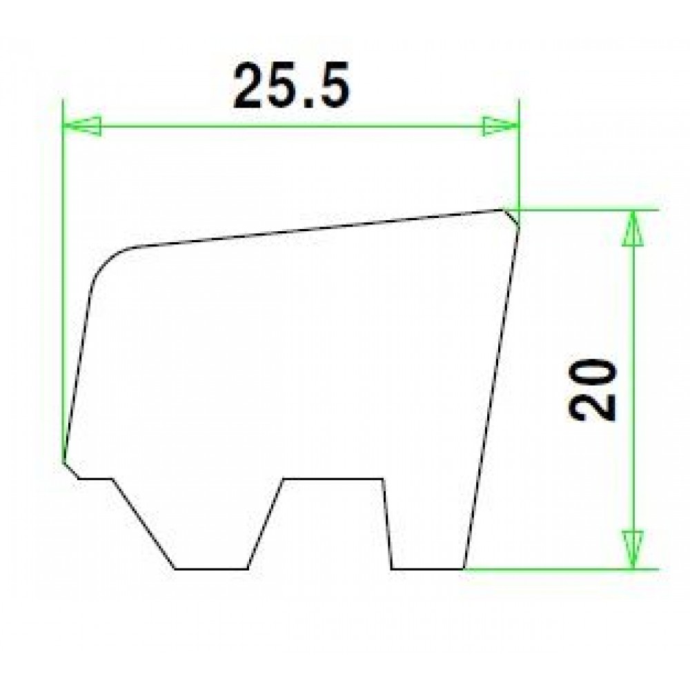 Meranti glaslat L2 20X25.5mm 30 mu gegrond (per meter)