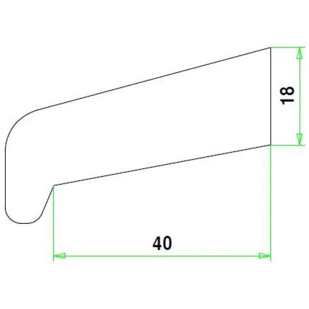 Meranti glaslat I40 18X54mm 80mu gegrond 430cm