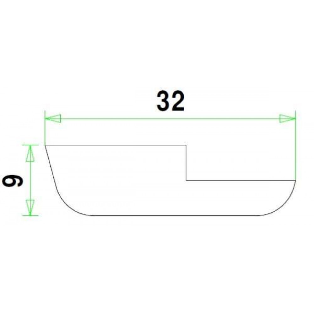 Meranti glaslat G1 9X32mm 30 mu gegrond (per meter)