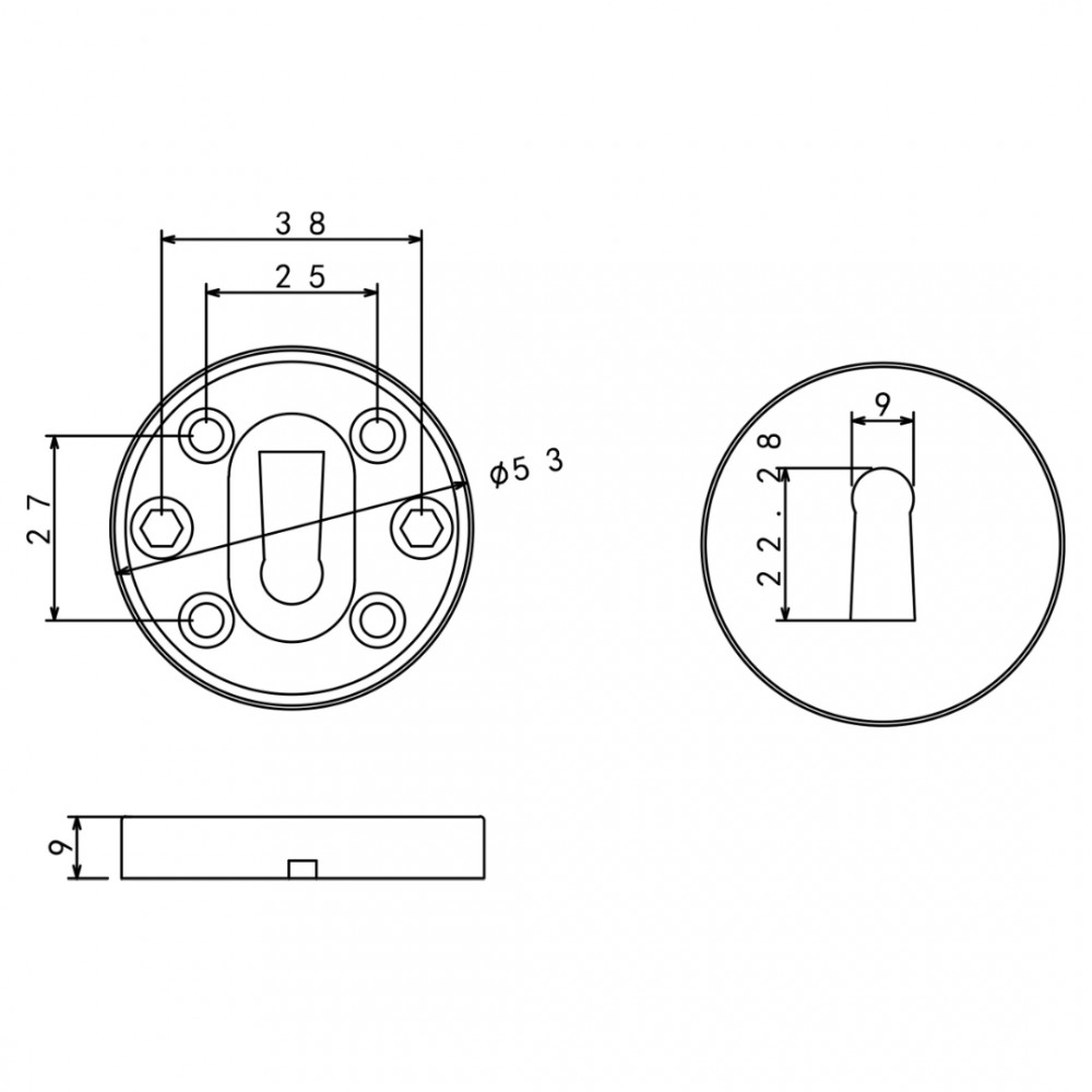 Impresso rozet SL - rond - verdekt - RVS - Ø53 x 9 mm