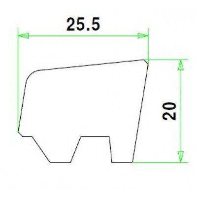 Meranti glaslat L2 20X25.5mm (per meter)