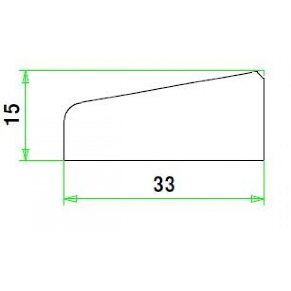 Meranti glaslat A6 15X33mm 215cm