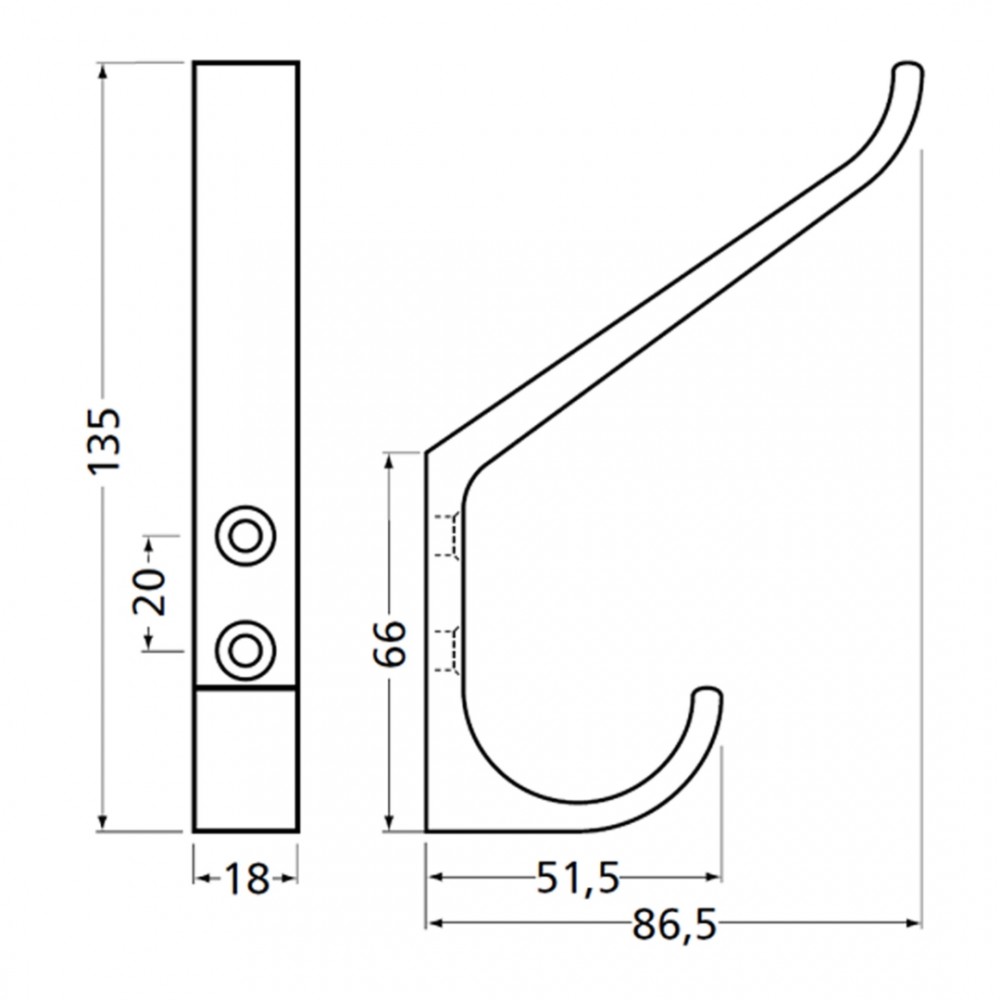 Starx handdoekhaak rond enkel - aluminium F1