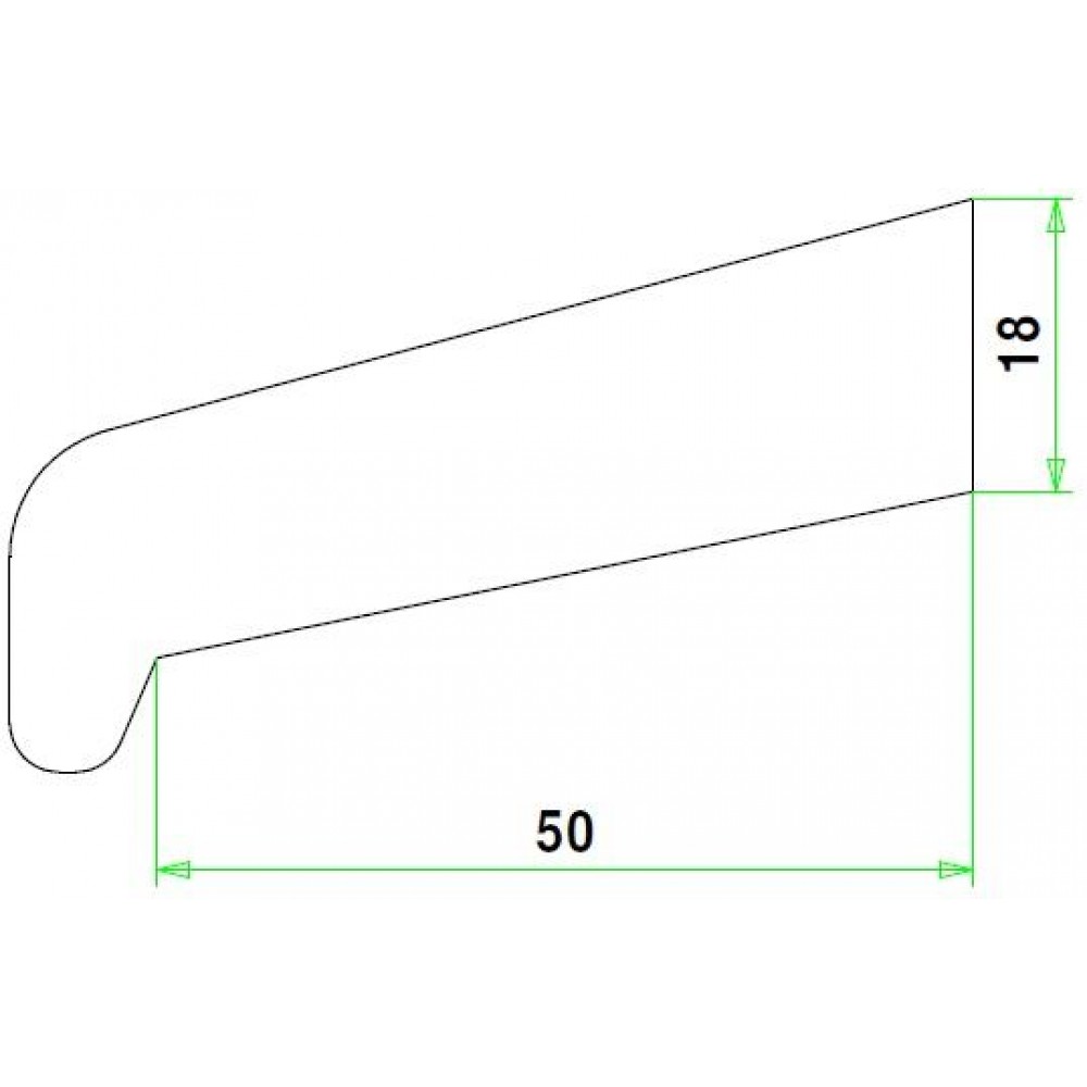 Meranti glaslat I50 18X64mm 80mu gegrond 230cm