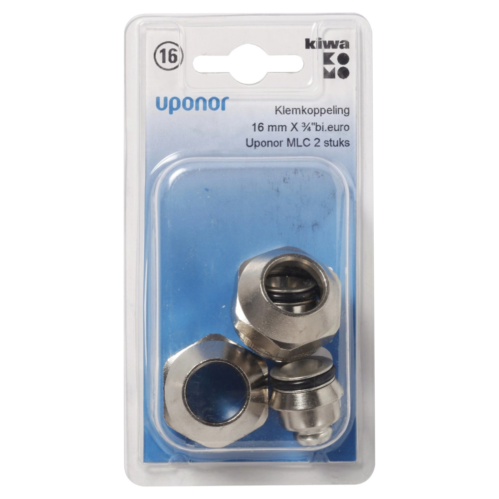 Uponor CV Klemkoppeling messing MLC 16 mm x 3/4\'\' binnendraad euroconus 2 stuks