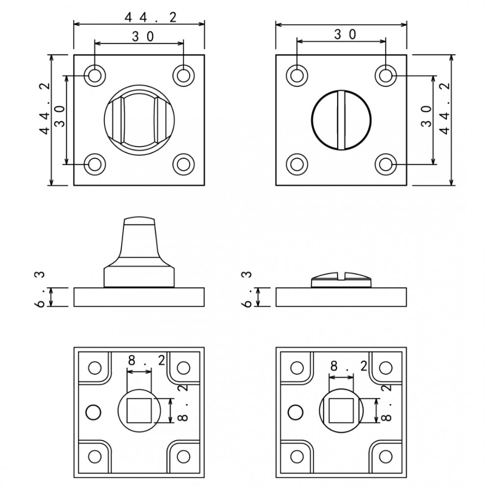 Impresso rozet WC - vierkant - Ø43 x 6 mm - chroom