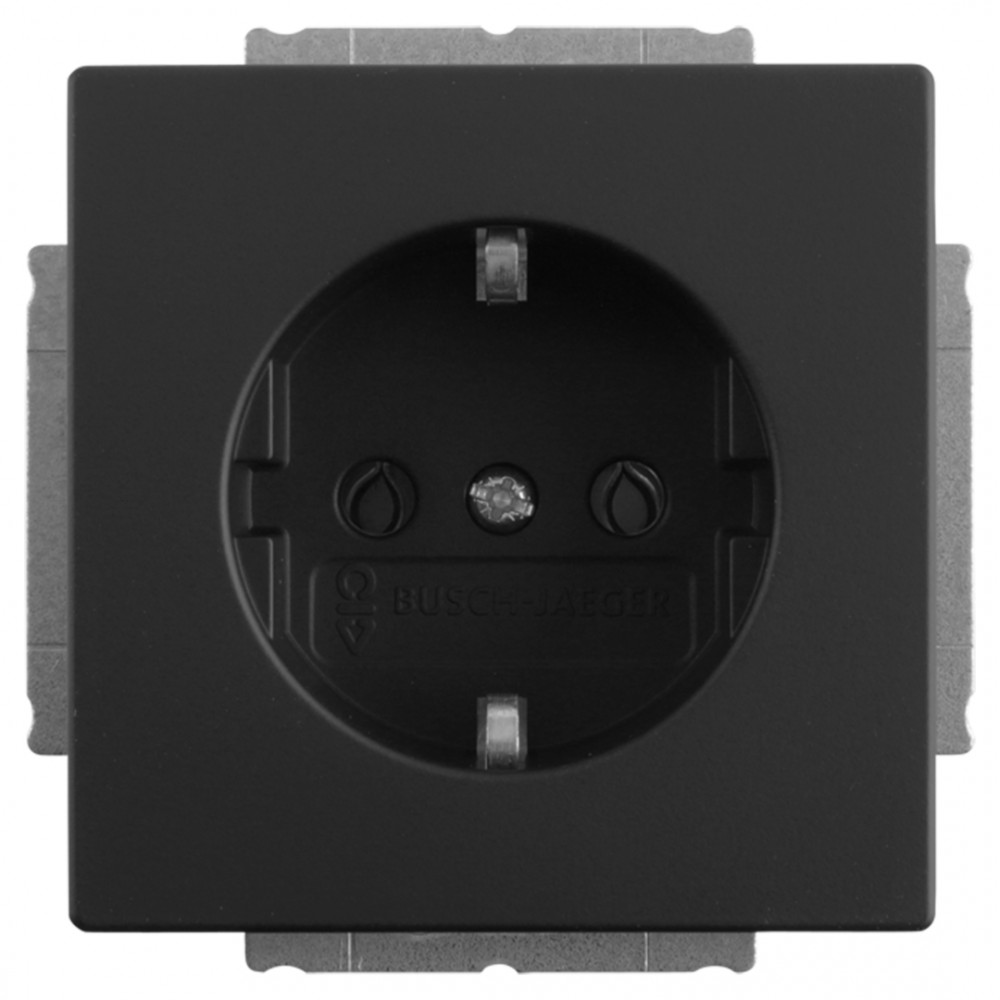 Busch-Jaeger Future Linear contactdoos inbouw - 1-voudig - randaarde - zwart