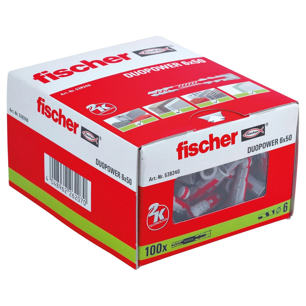 Fischer Duopower Universele plug 6x50mm 100 stuks Fischer Duopower Universele plug 6x50mm 100 stuks