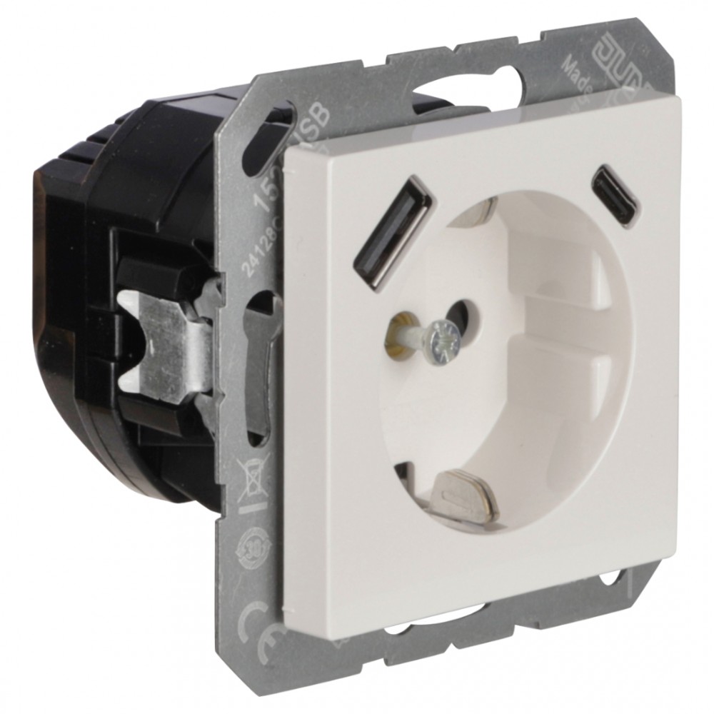 Jung AS500 contactdoos inbouw - 1-voudig - randaarde - polarwit