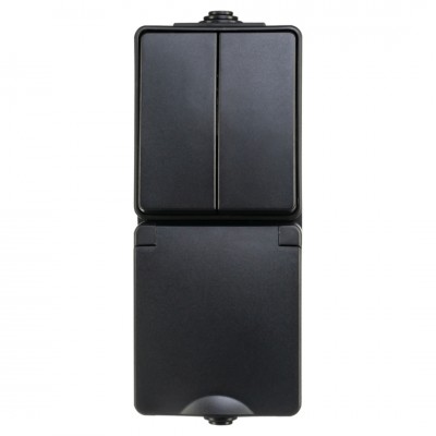 ION industries combinatie spatwaterdicht - opbouw - serie - randaarde - verticaal - IP55 - zwart