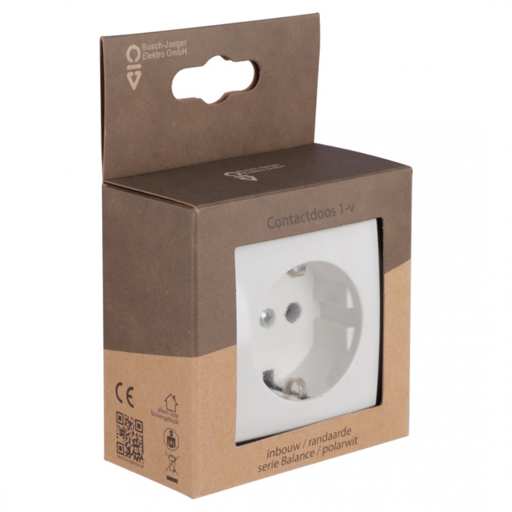 Busch-Jaeger Balance contactdoos inbouw - 1-voudig - randaarde - polarwit