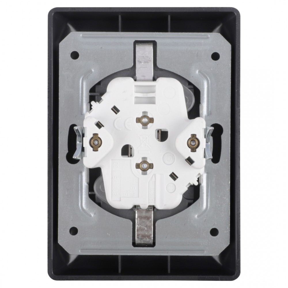 Gira E2 contactdoos inbouw - 2-voudig - randaarde - zwart