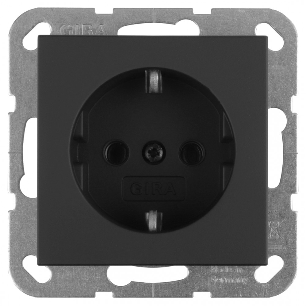 Gira E2 contactdoos inbouw - 1-voudig - randaarde - zwart