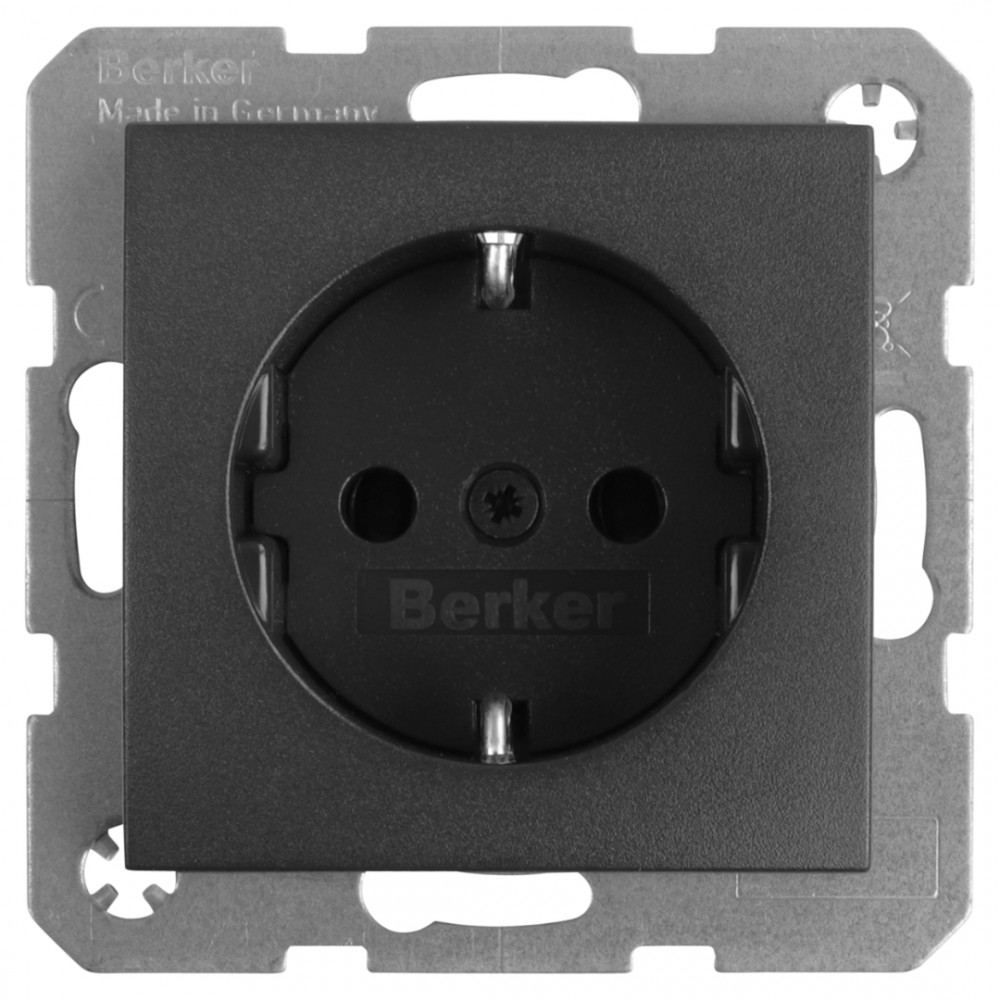 Berker S1 contactdoos inbouw - 1-voudig - randaarde - antraciet