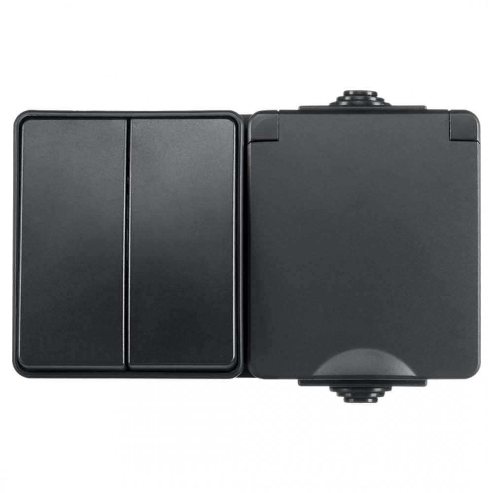 ION industries combinatie spatwaterdicht - opbouw - serie - randaarde - IP55 - zwart