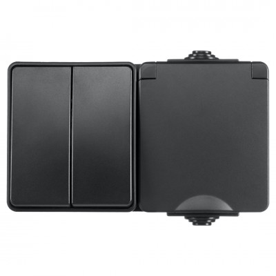 ION industries combinatie spatwaterdicht - opbouw - serie - randaarde - IP55 - zwart