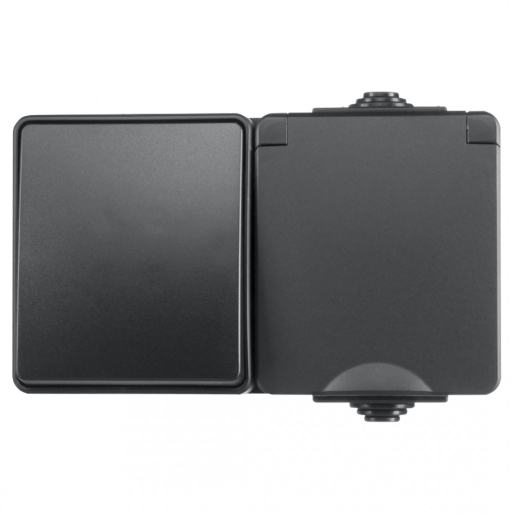 ION industries combinatie spatwaterdicht - opbouw - wissel - randaarde - IP55 - zwart