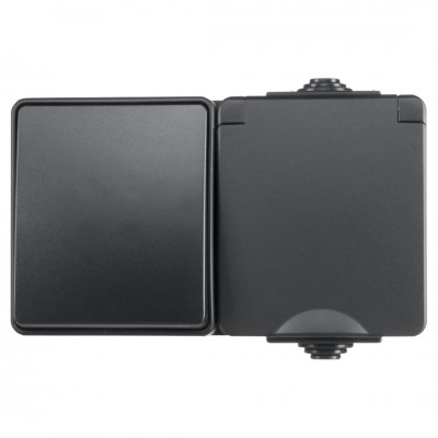 ION industries combinatie spatwaterdicht - opbouw - wissel - randaarde - IP55 - zwart