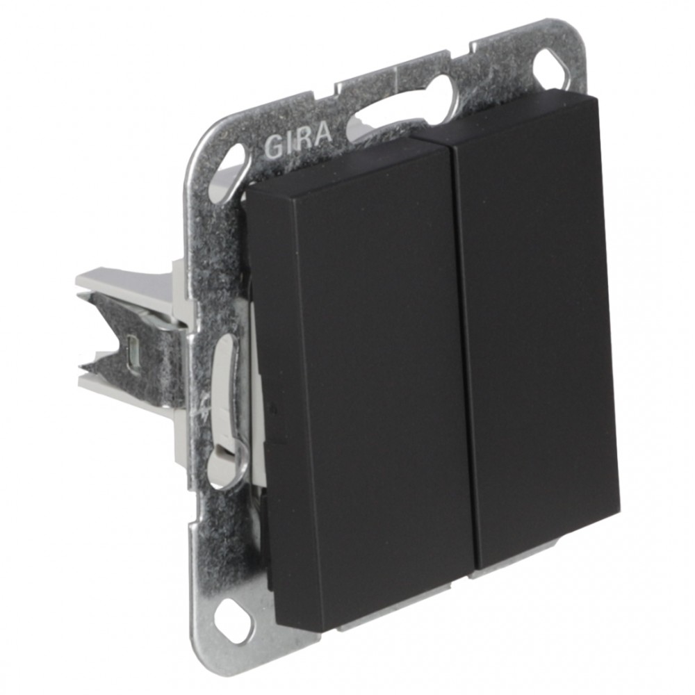 Gira E2 schakelaar inbouw - serie - zwart