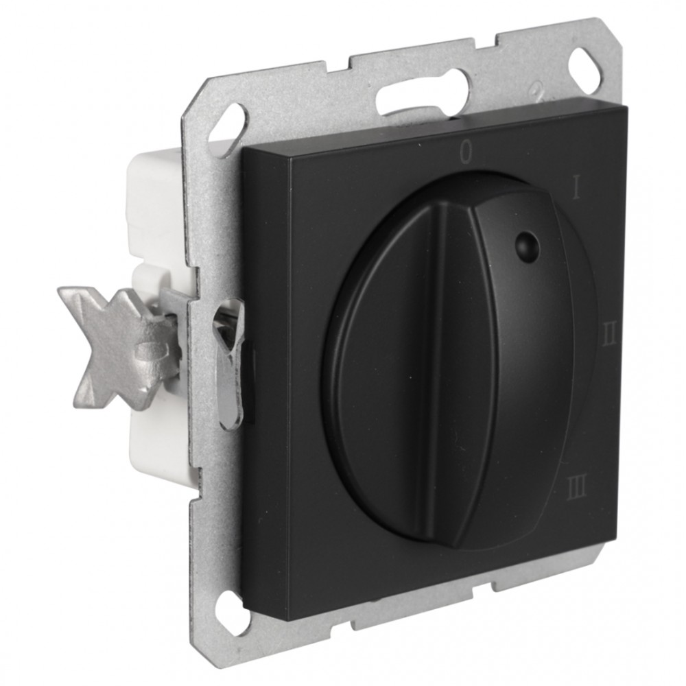 Q-Link S-Line schakelaar inbouw - 3-standen - met 0-stand - zwart