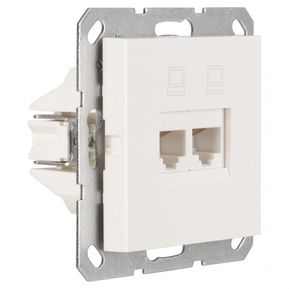 Q-Link S-Line contactdoos telefoon/data - inbouw - CAT5E - 2 x 8-polig - polarwit