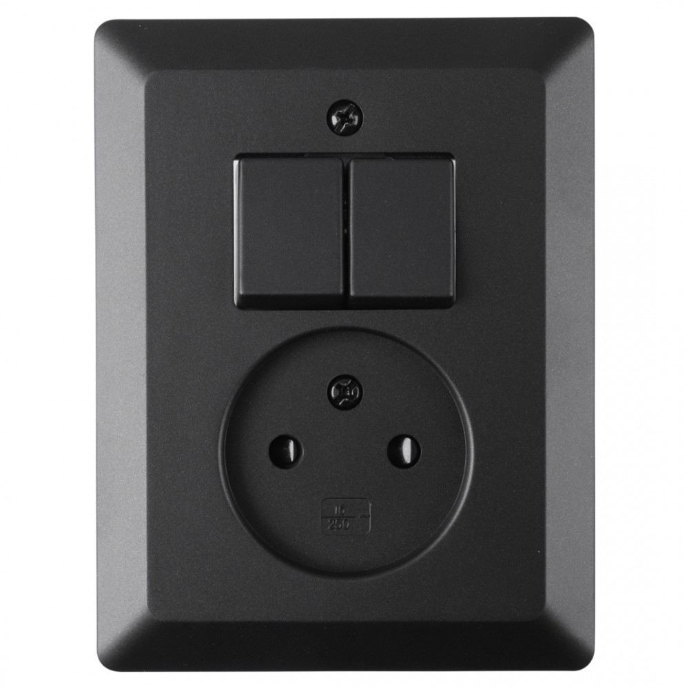 Q-Link combinatie inbouw - serie - met schakelaar - zwart