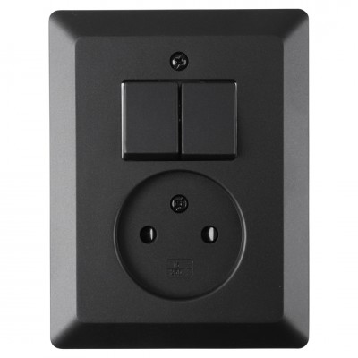 Q-Link combinatie inbouw - serie - met schakelaar - zwart