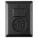 Q-Link combinatie inbouw - serie - met schakelaar - zwart