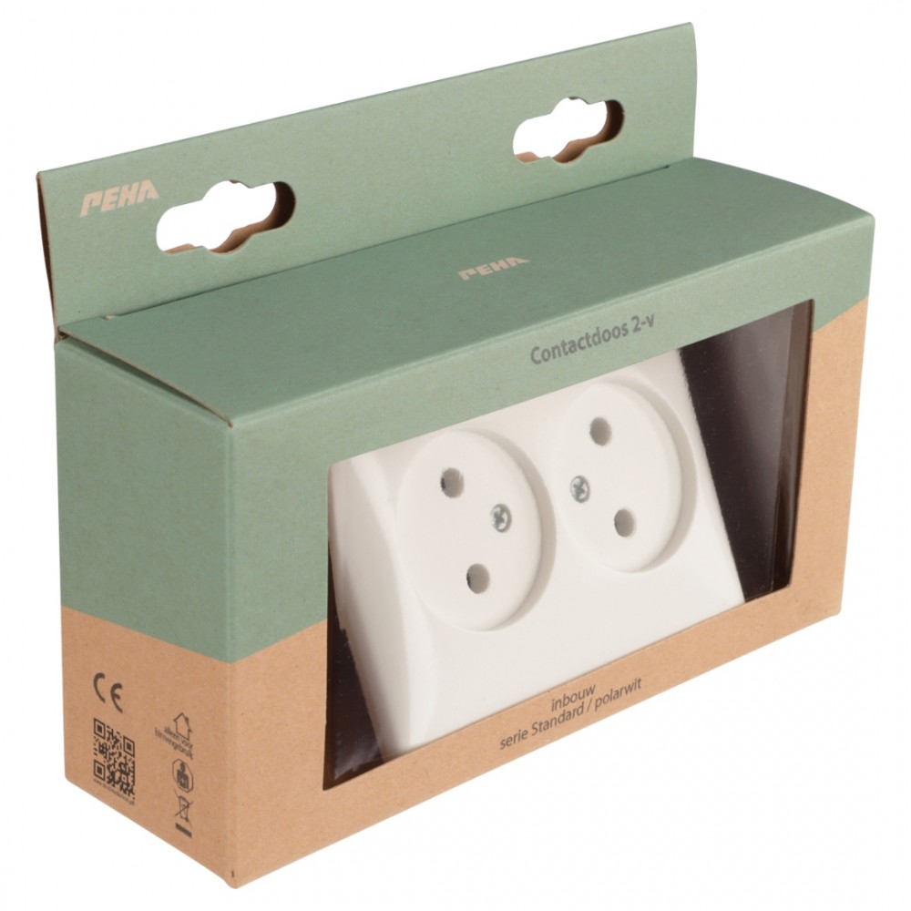 Peha Standard contactdoos inbouw - 2-voudig - polarwit