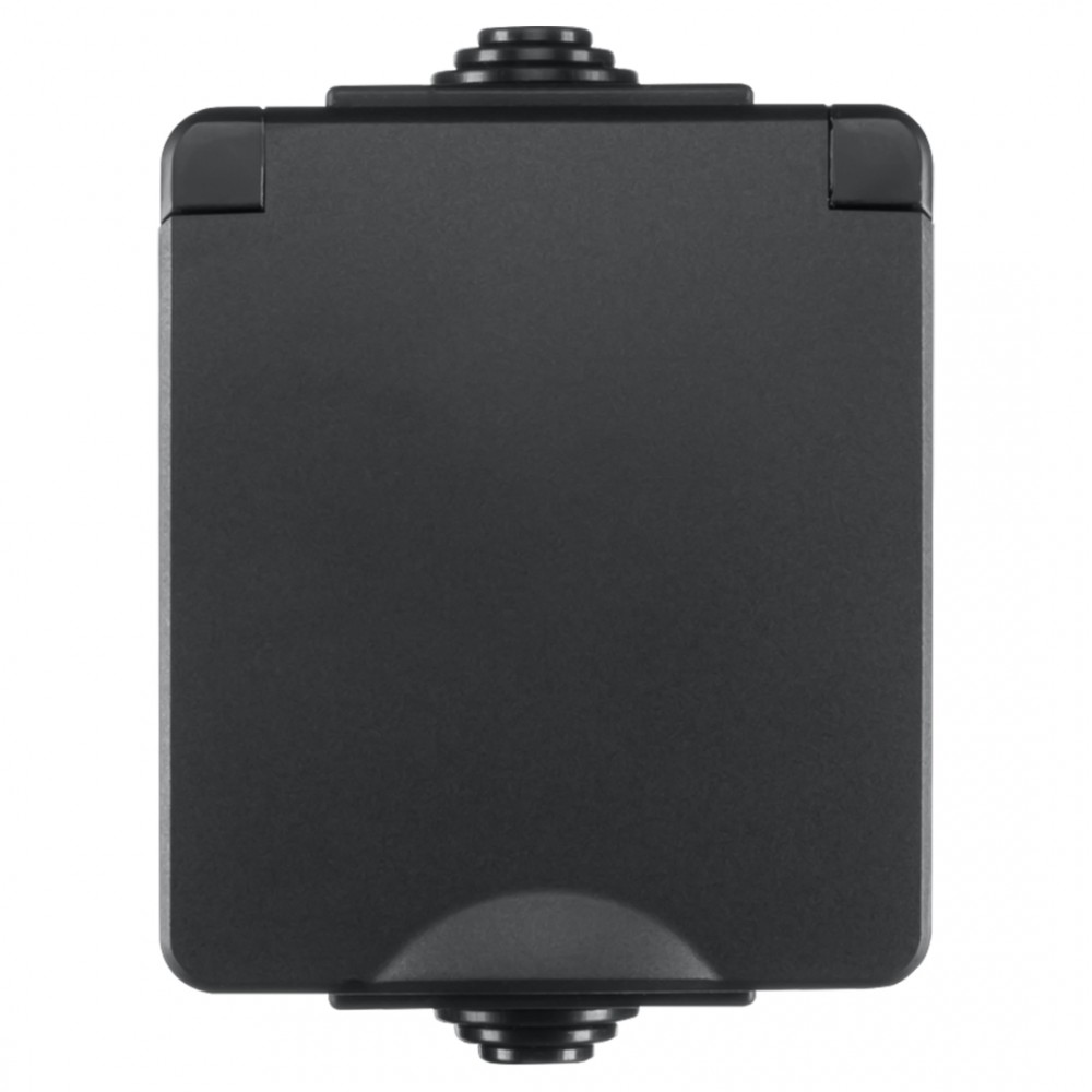 ION industries contactdoos spatwaterdicht - opbouw - 2-voudig - randaarde - verticaal - IP55 - zwart