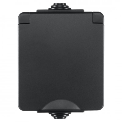 ION industries contactdoos spatwaterdicht - opbouw - 2-voudig - randaarde - verticaal - IP55 - zwart