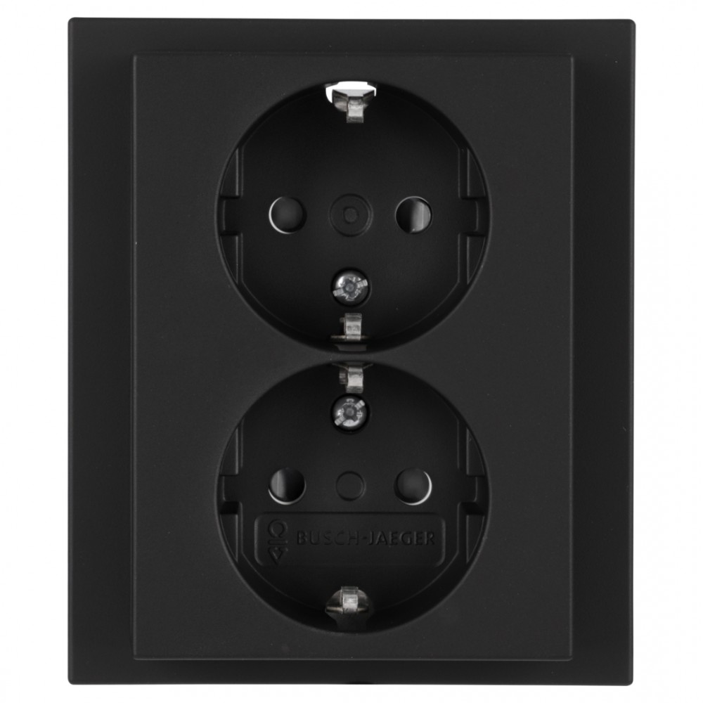 Busch-Jaeger Future Linear contactdoos inbouw - 2-voudig - randaarde - zwart